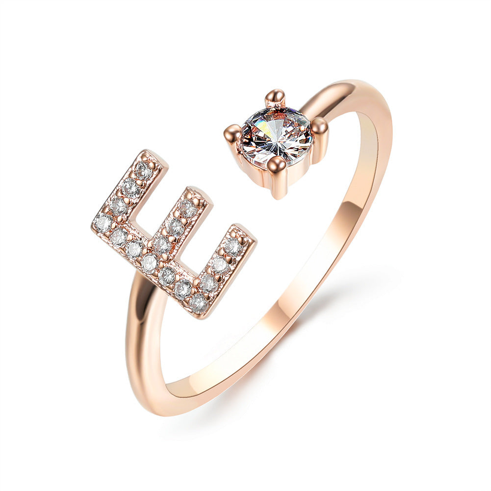 VesquoraDesign: Adjustable Initial Letter Ring – Simple & Elegant Women's Jewelry