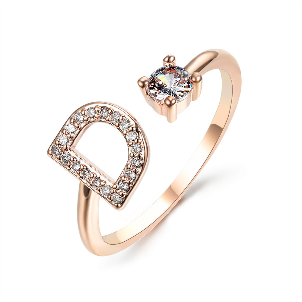 VesquoraDesign: Adjustable Initial Letter Ring – Simple & Elegant Women's Jewelry