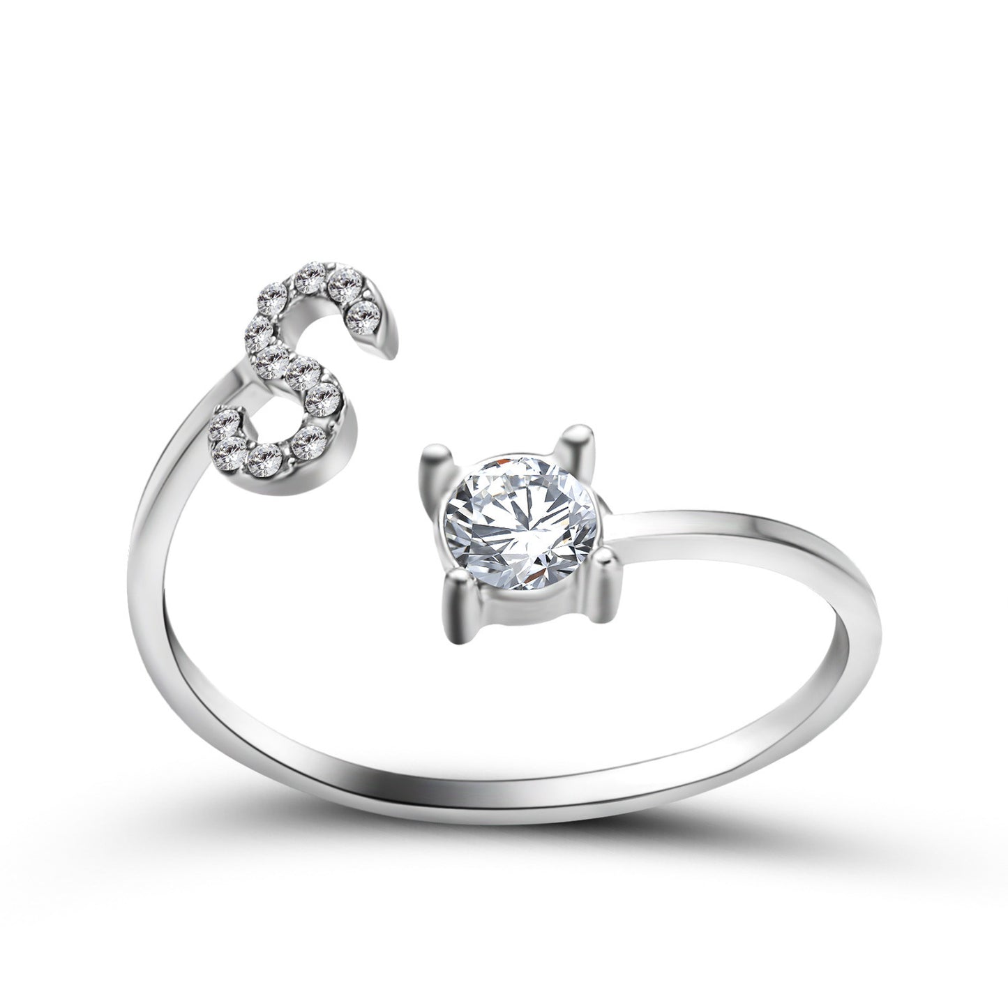 VesquoraDesign: Adjustable Initial Letter Ring – Simple & Elegant Women's Jewelry