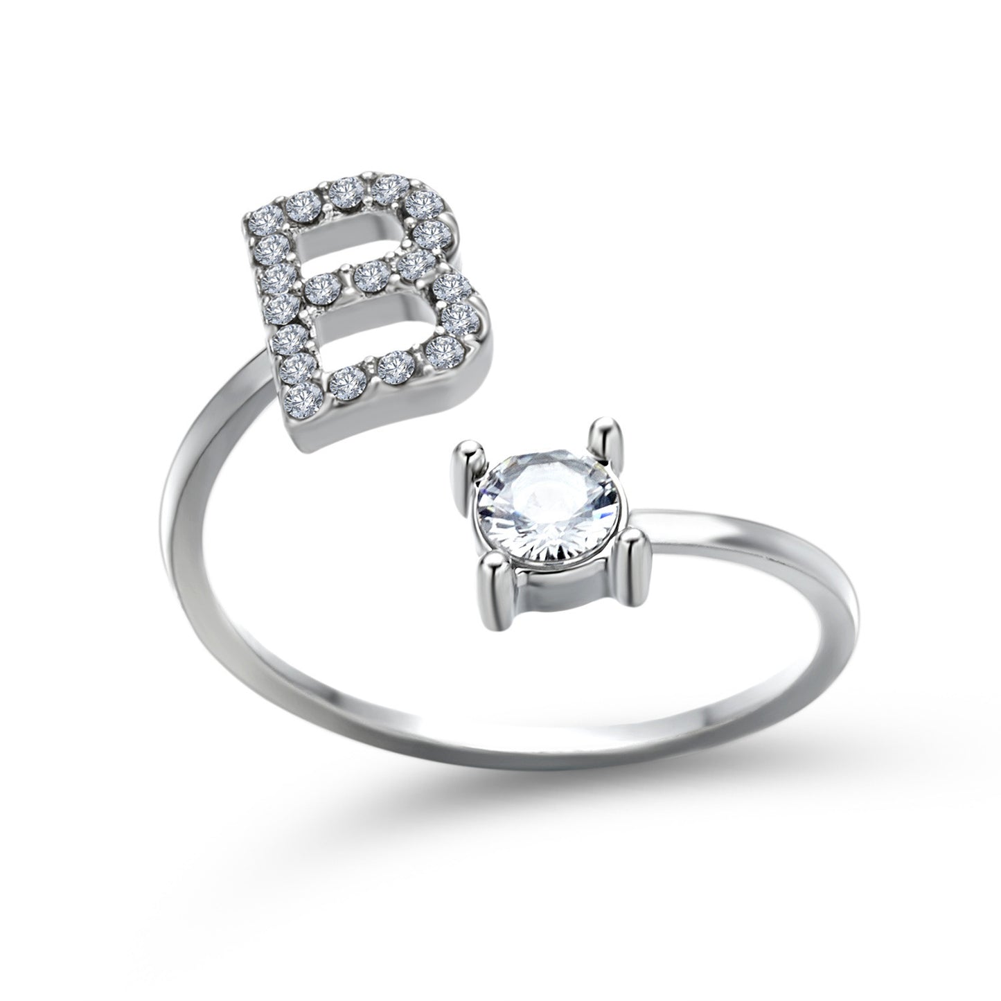 VesquoraDesign: Adjustable Initial Letter Ring – Simple & Elegant Women's Jewelry
