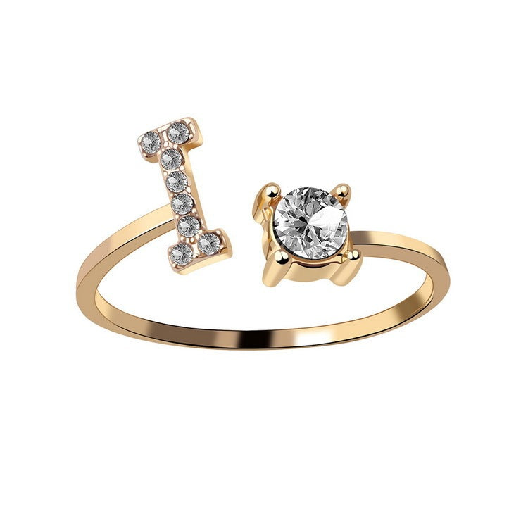 VesquoraDesign: Adjustable Initial Letter Ring – Simple & Elegant Women's Jewelry