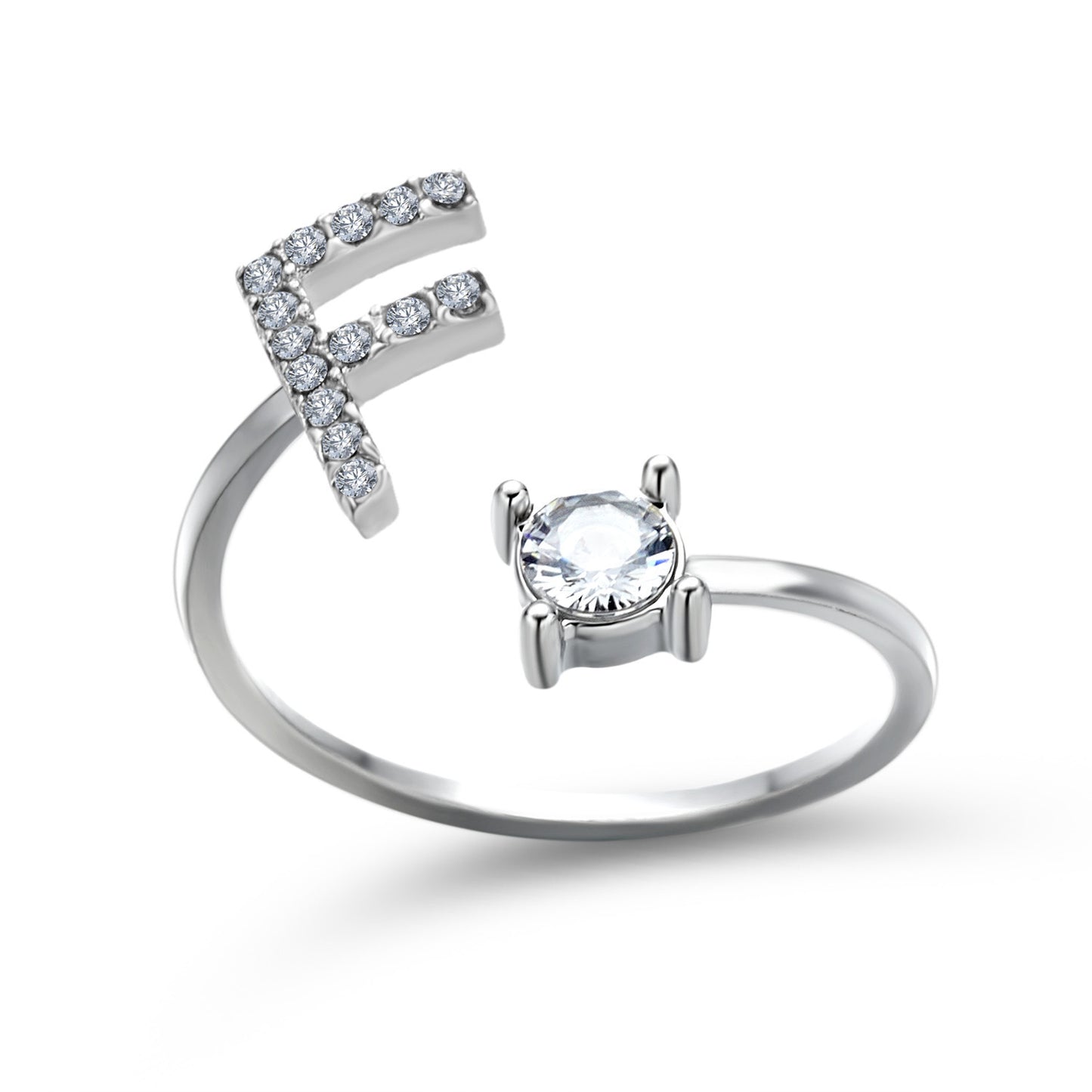 VesquoraDesign: Adjustable Initial Letter Ring – Simple & Elegant Women's Jewelry