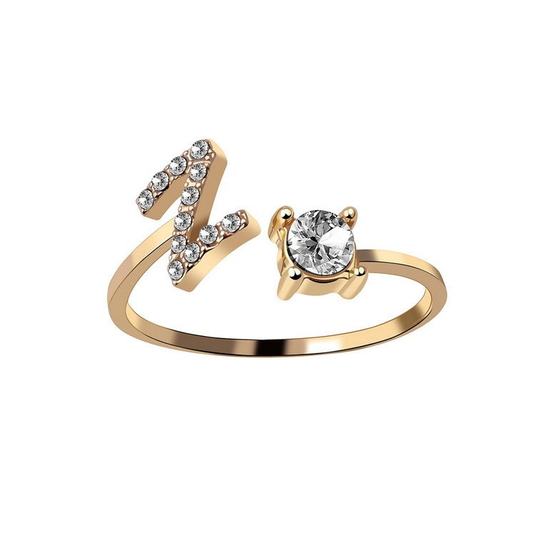 VesquoraDesign: Adjustable Initial Letter Ring – Simple & Elegant Women's Jewelry