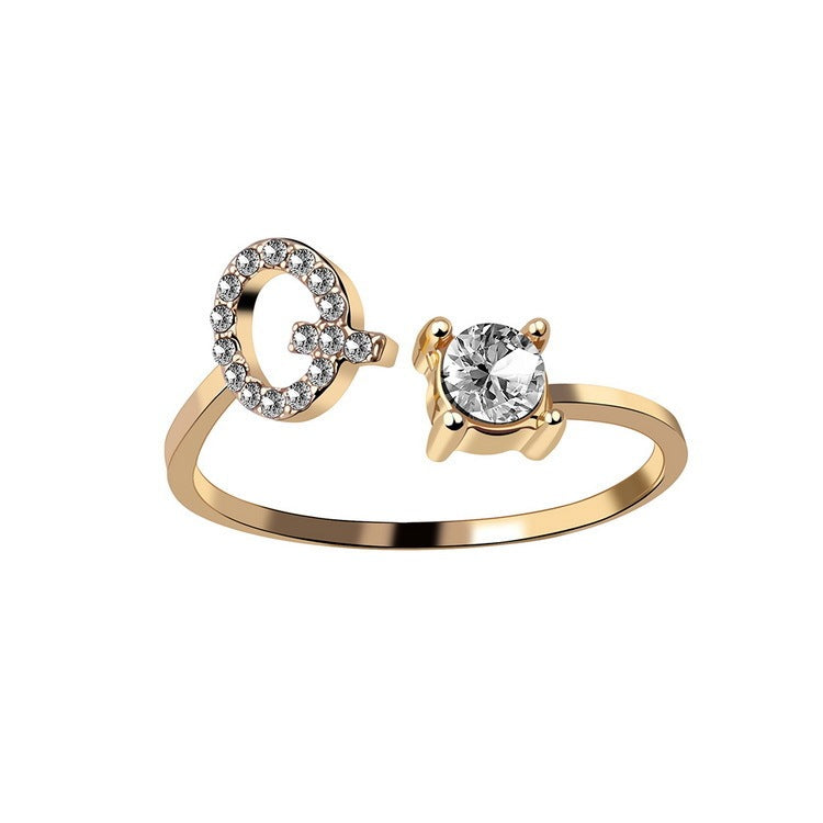 VesquoraDesign: Adjustable Initial Letter Ring – Simple & Elegant Women's Jewelry