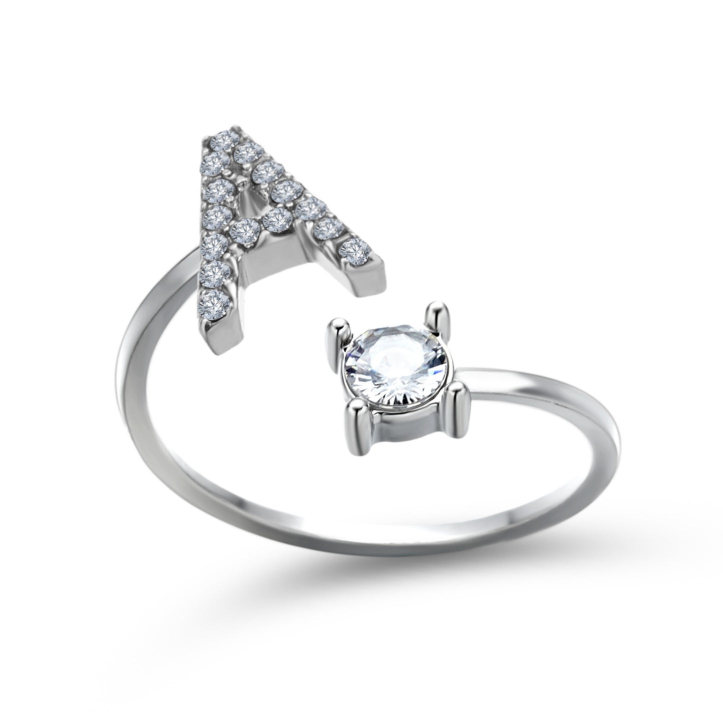 VesquoraDesign: Adjustable Initial Letter Ring – Simple & Elegant Women's Jewelry
