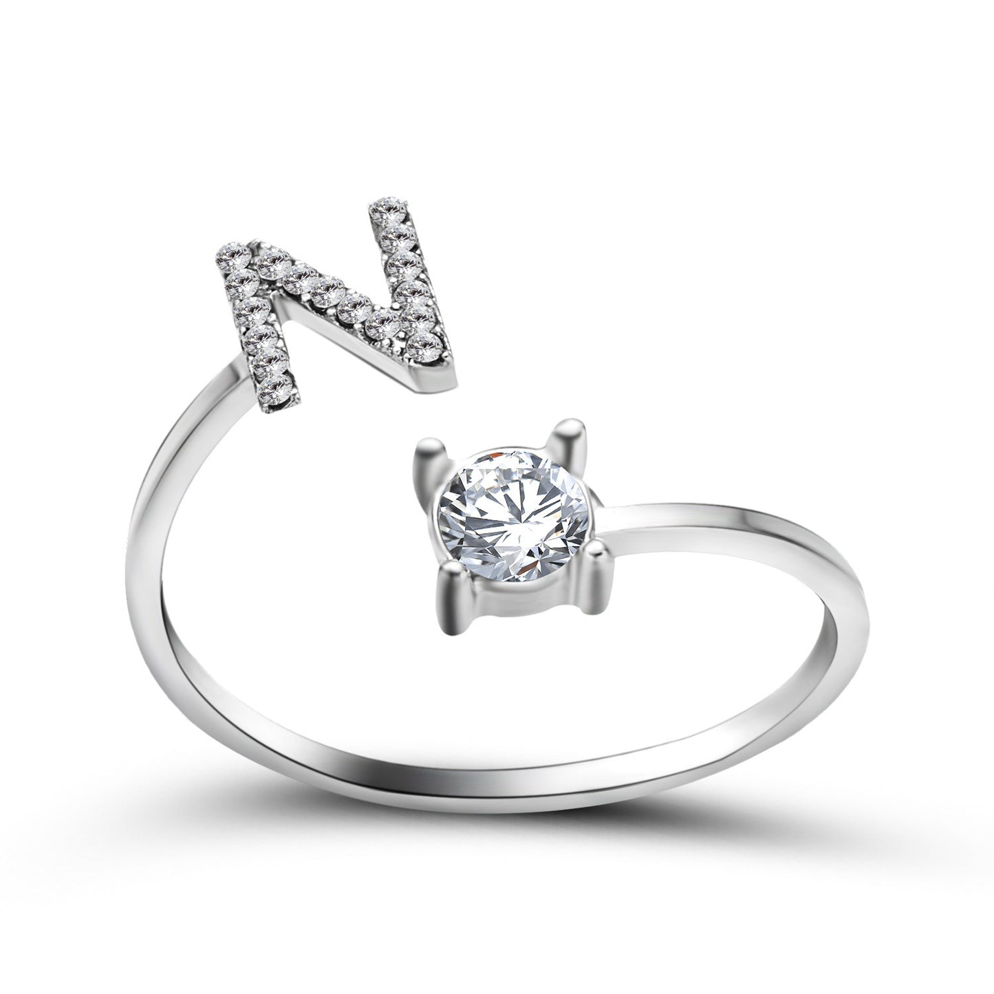 VesquoraDesign: Adjustable Initial Letter Ring – Simple & Elegant Women's Jewelry