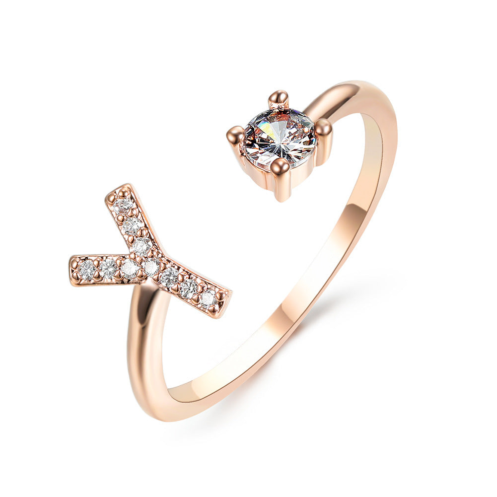 VesquoraDesign: Adjustable Initial Letter Ring – Simple & Elegant Women's Jewelry