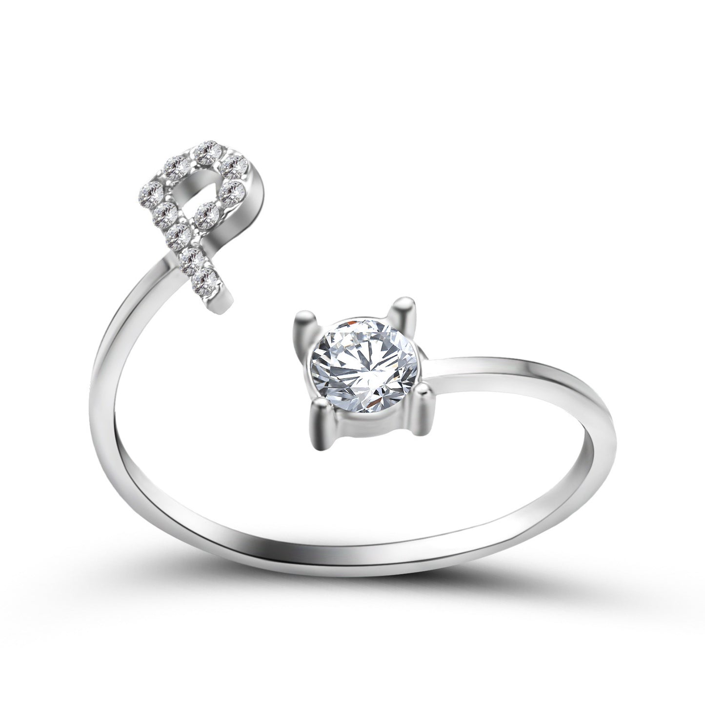 VesquoraDesign: Adjustable Initial Letter Ring – Simple & Elegant Women's Jewelry
