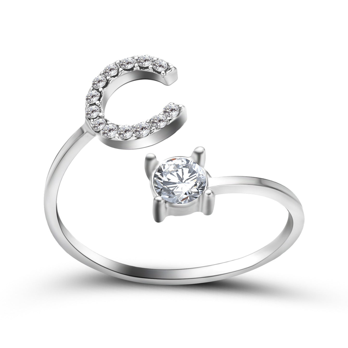 VesquoraDesign: Adjustable Initial Letter Ring – Simple & Elegant Women's Jewelry