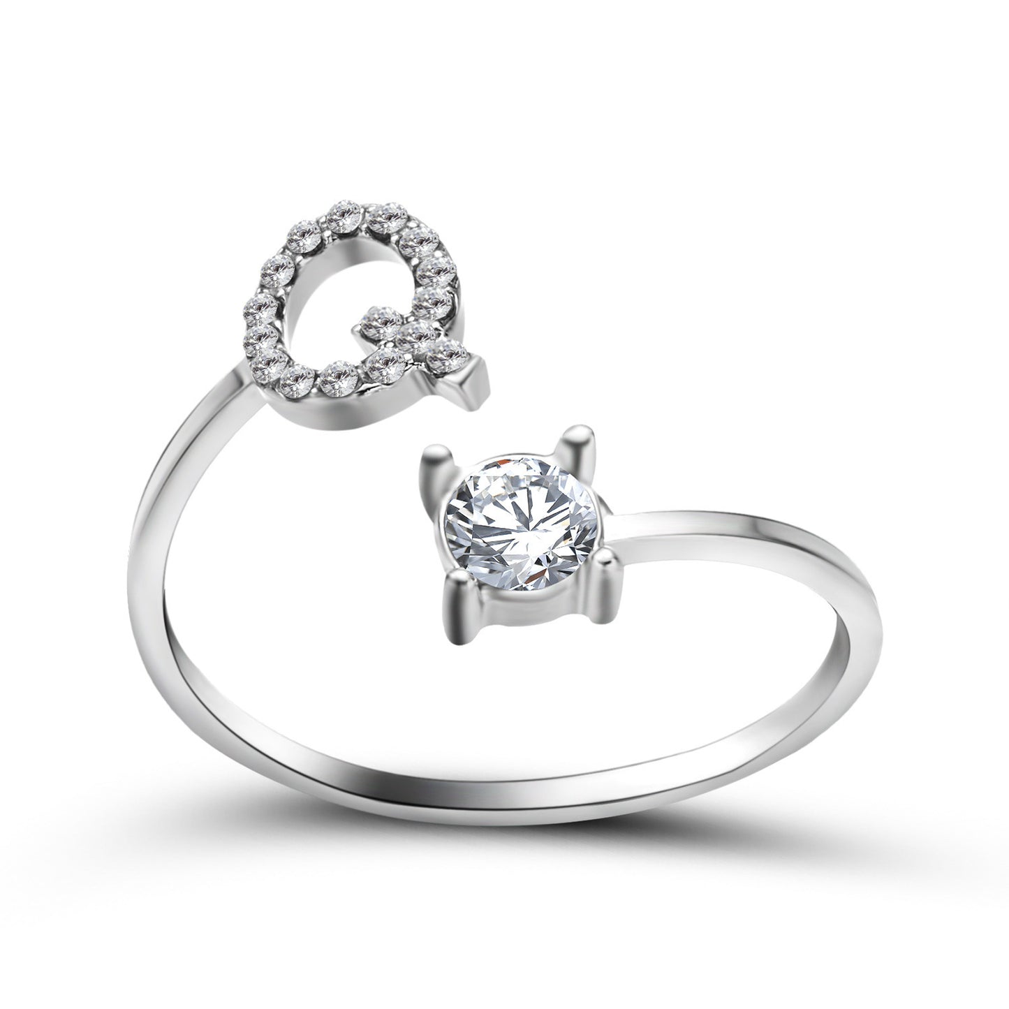 VesquoraDesign: Adjustable Initial Letter Ring – Simple & Elegant Women's Jewelry