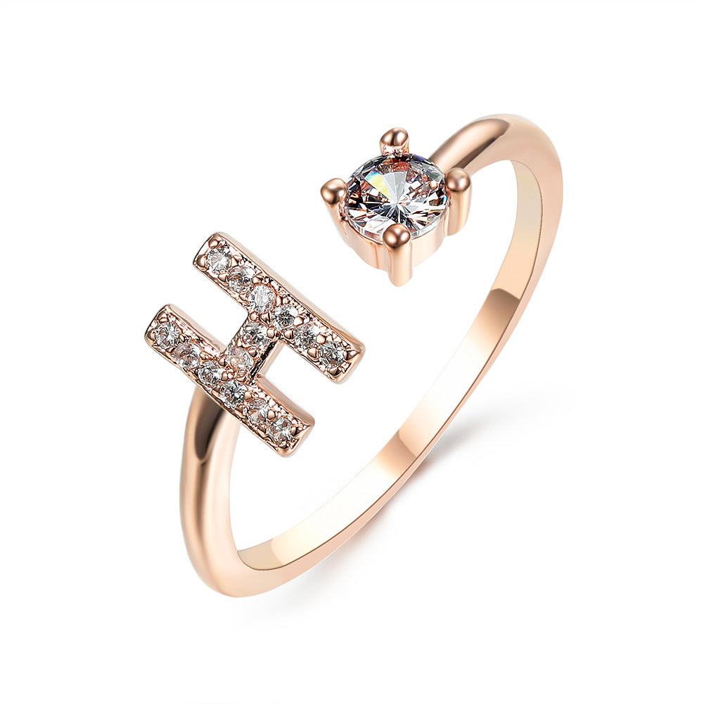 VesquoraDesign: Adjustable Initial Letter Ring – Simple & Elegant Women's Jewelry