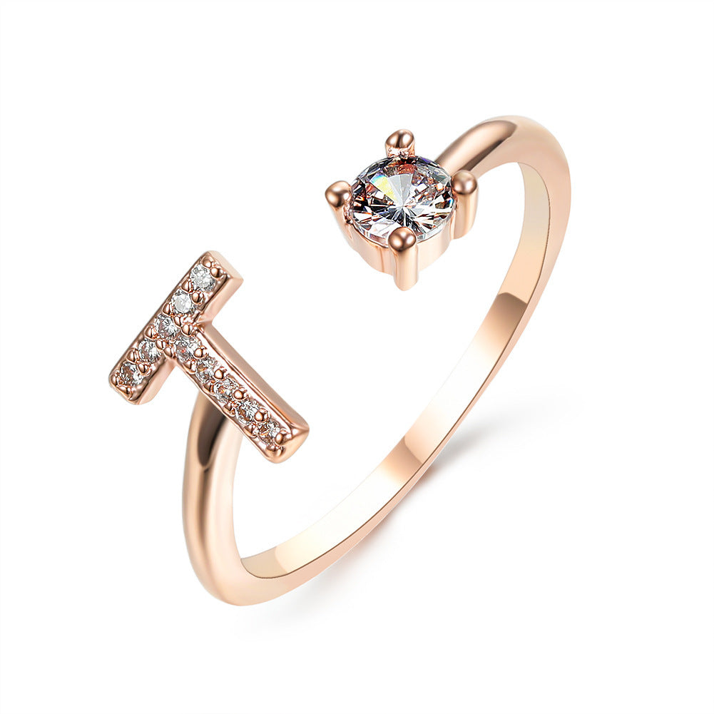 VesquoraDesign: Adjustable Initial Letter Ring – Simple & Elegant Women's Jewelry