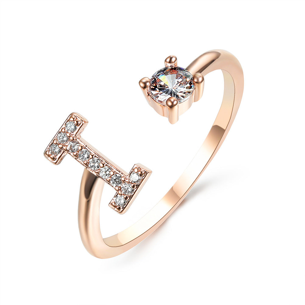VesquoraDesign: Adjustable Initial Letter Ring – Simple & Elegant Women's Jewelry