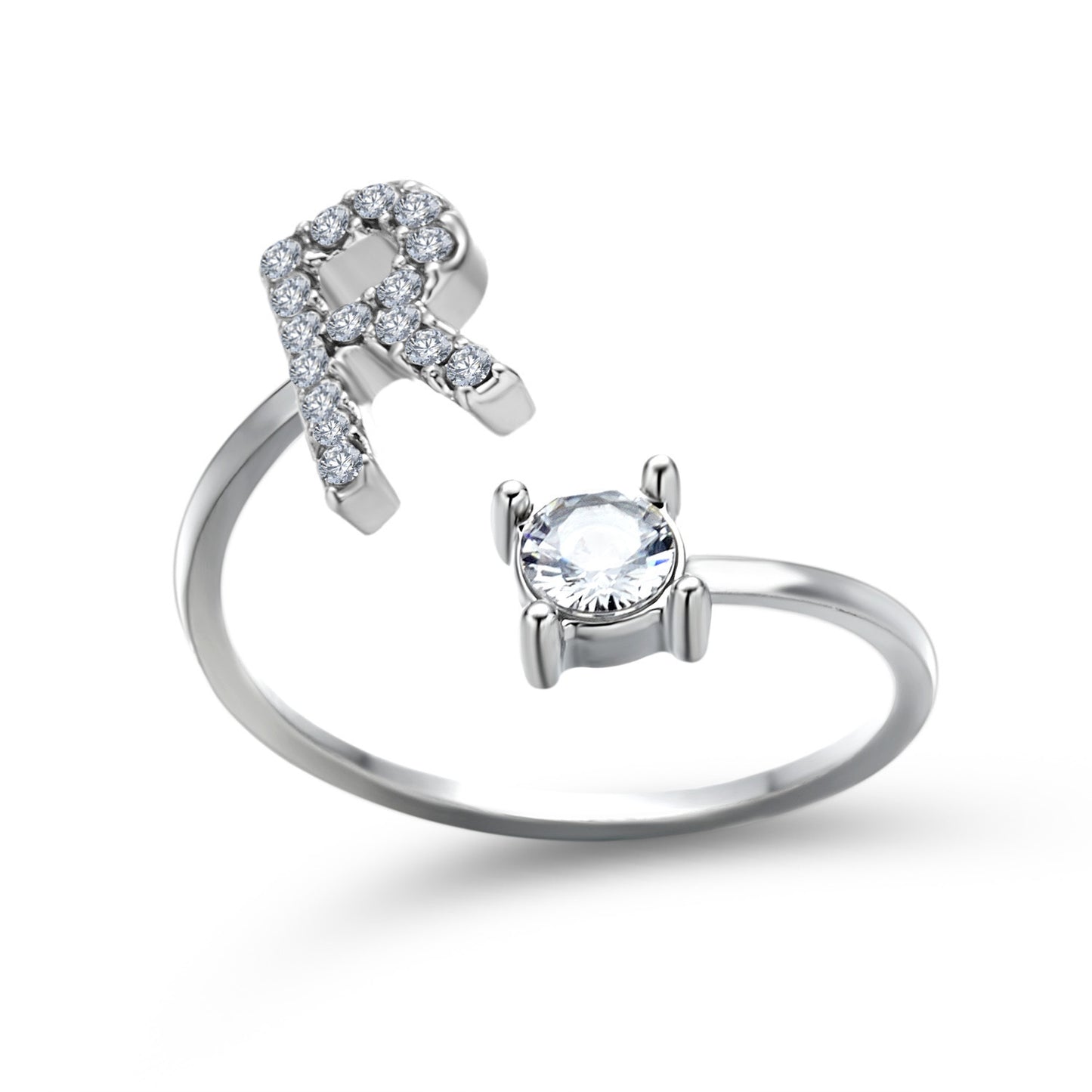 VesquoraDesign: Adjustable Initial Letter Ring – Simple & Elegant Women's Jewelry