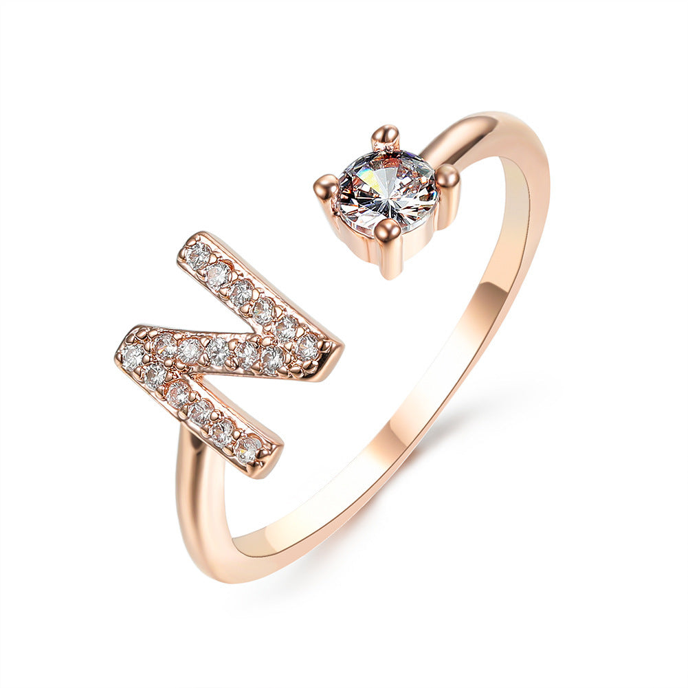 VesquoraDesign: Adjustable Initial Letter Ring – Simple & Elegant Women's Jewelry