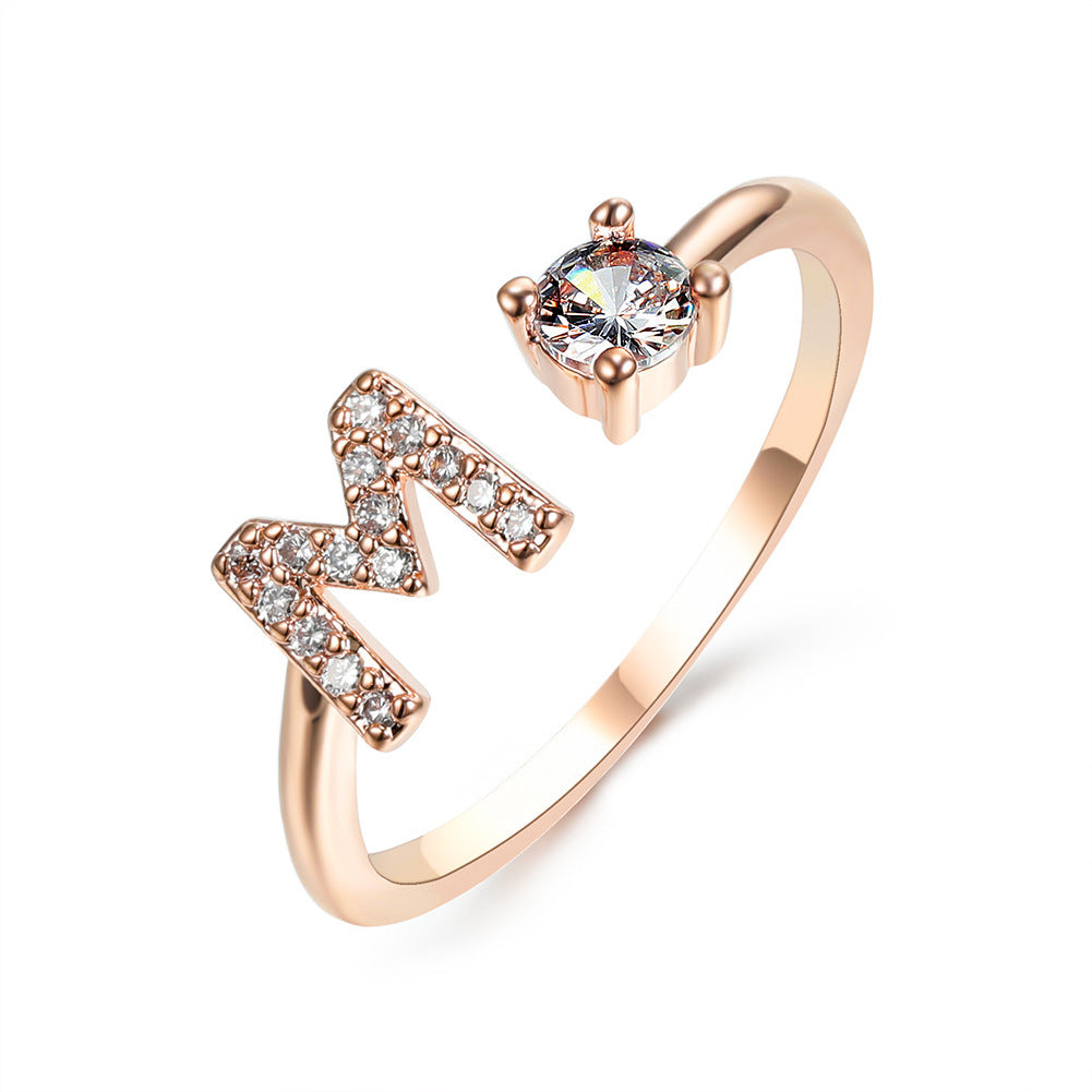 VesquoraDesign: Adjustable Initial Letter Ring – Simple & Elegant Women's Jewelry