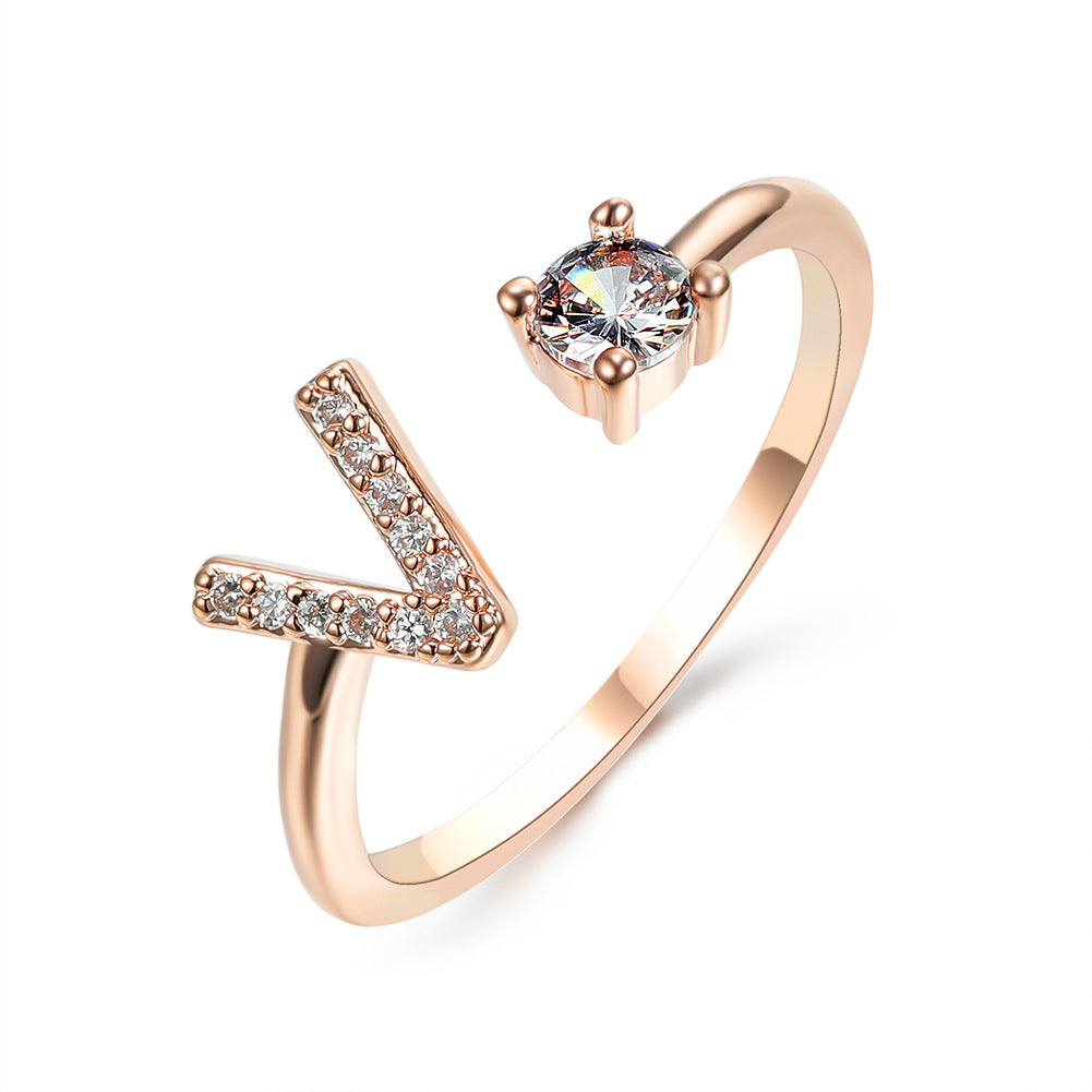 VesquoraDesign: Adjustable Initial Letter Ring – Simple & Elegant Women's Jewelry