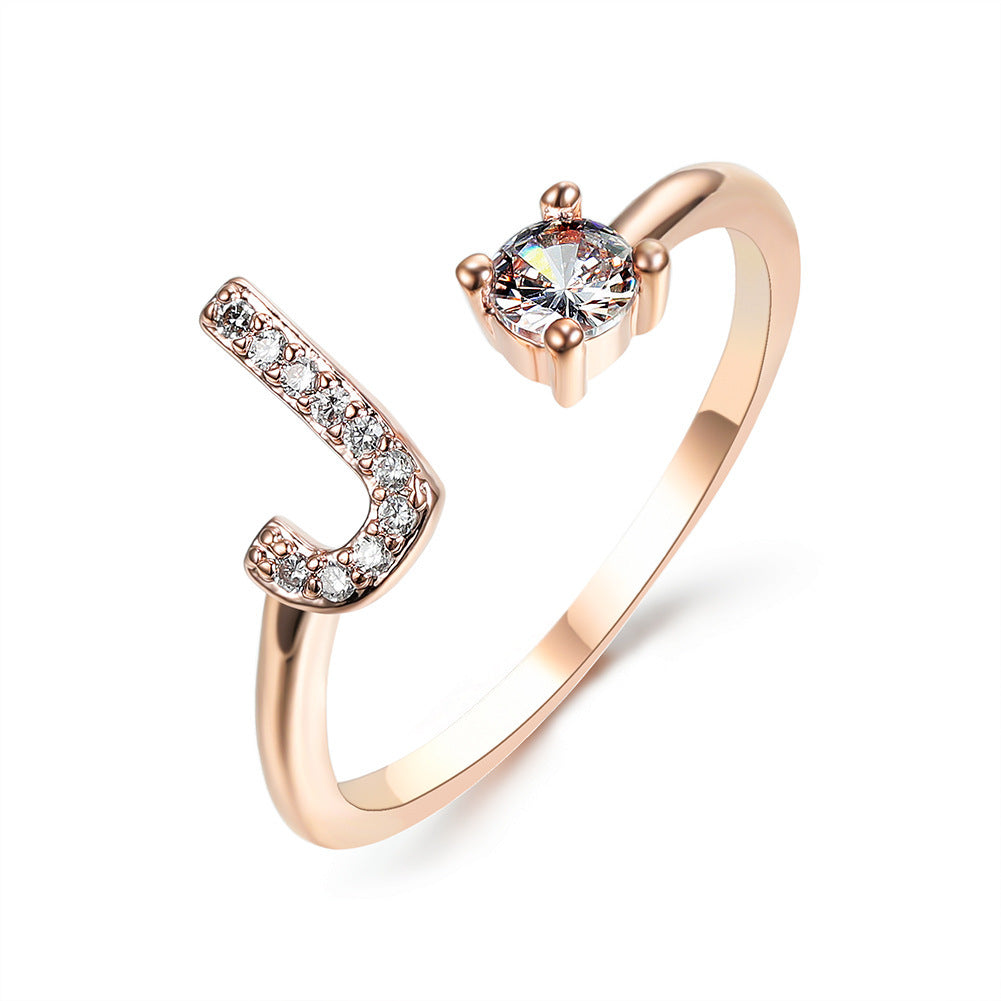 VesquoraDesign: Adjustable Initial Letter Ring – Simple & Elegant Women's Jewelry