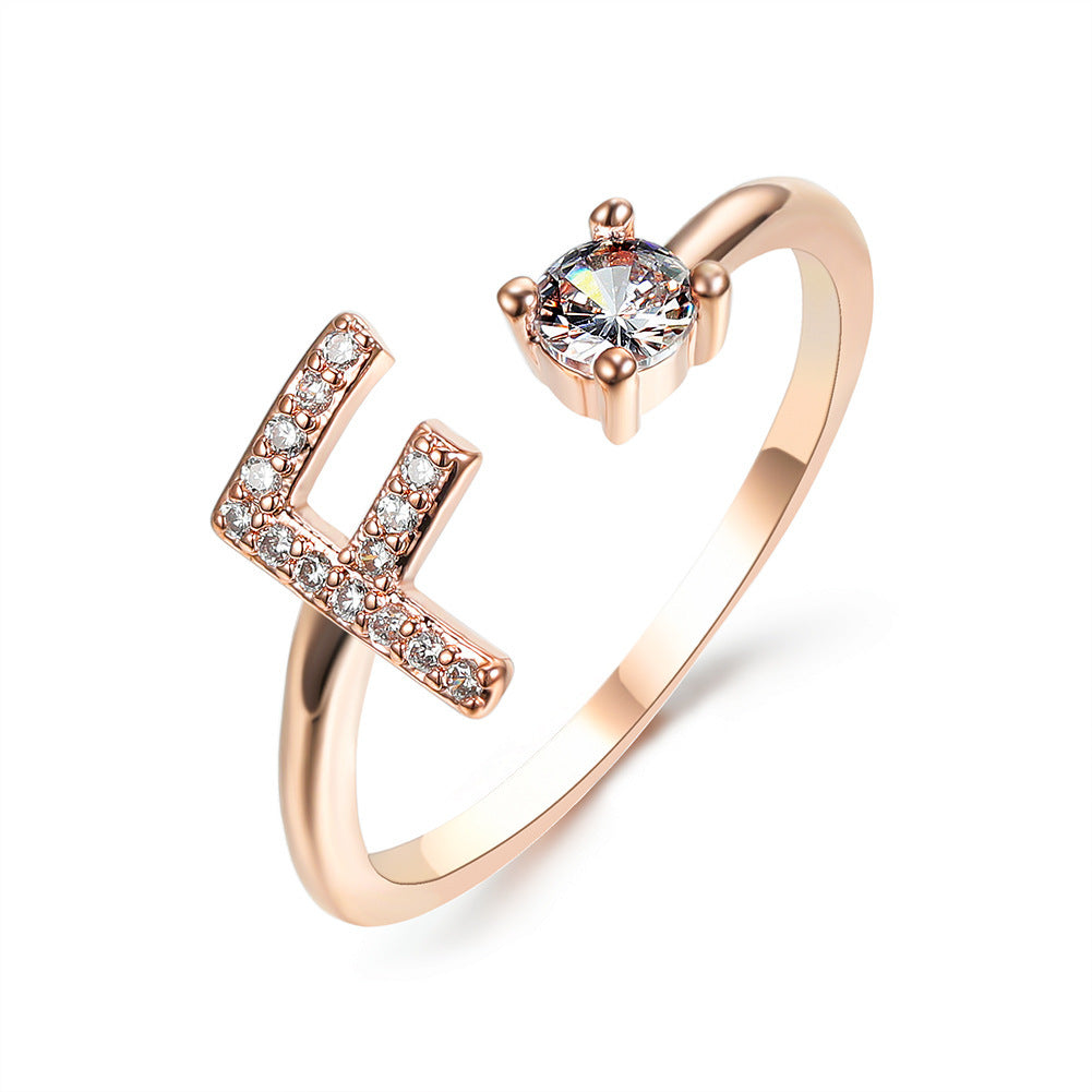 VesquoraDesign: Adjustable Initial Letter Ring – Simple & Elegant Women's Jewelry